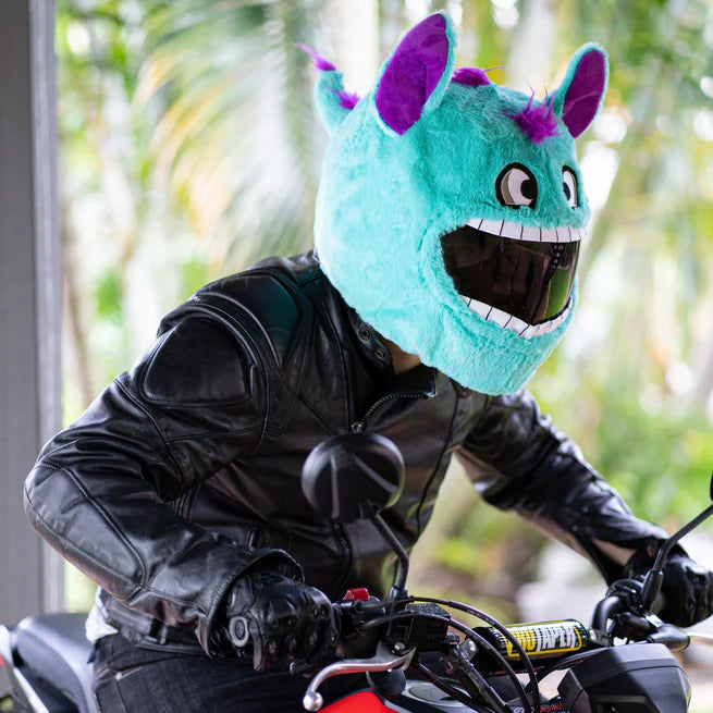 Motorcycle Helmet Cover - Crazy Blue Monster