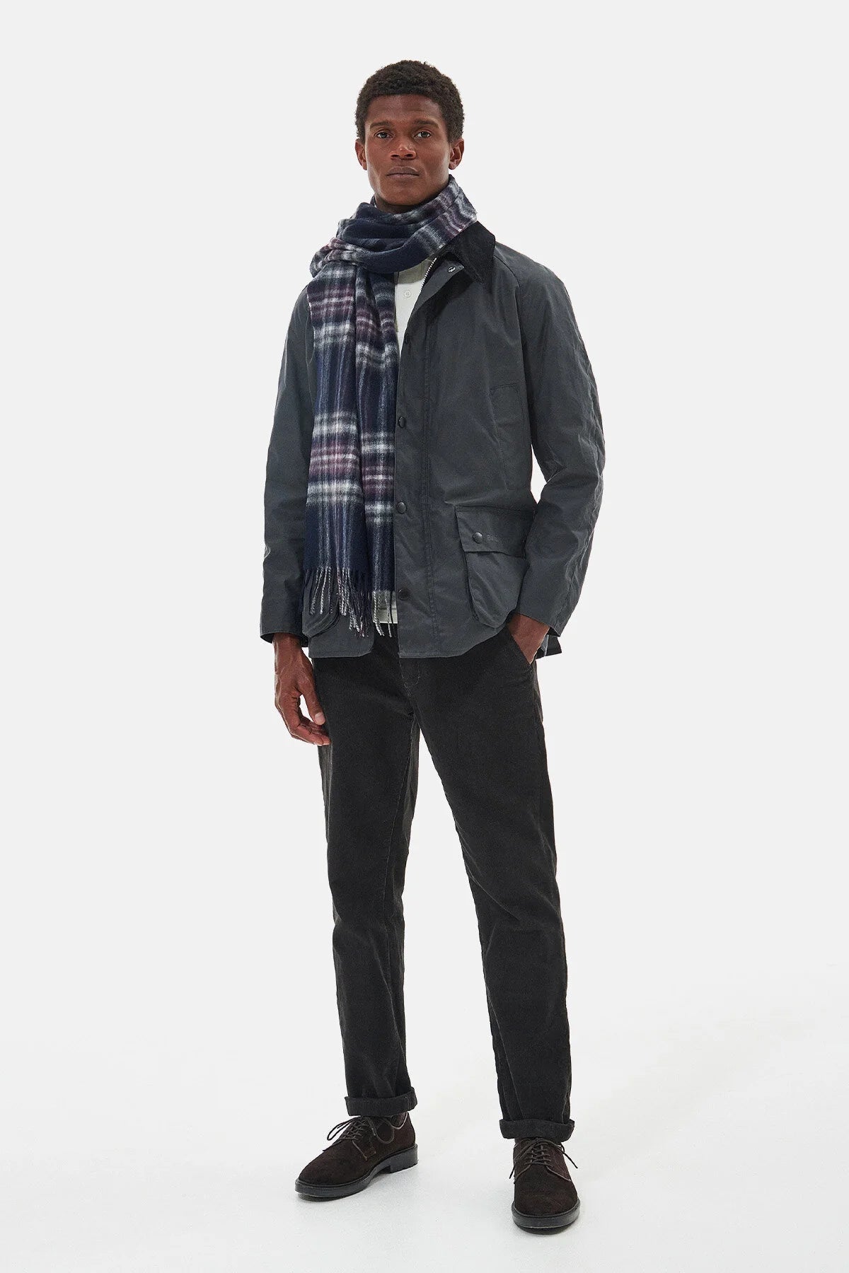 Torridon Check Scarf - BLACK SLATE TARTAN