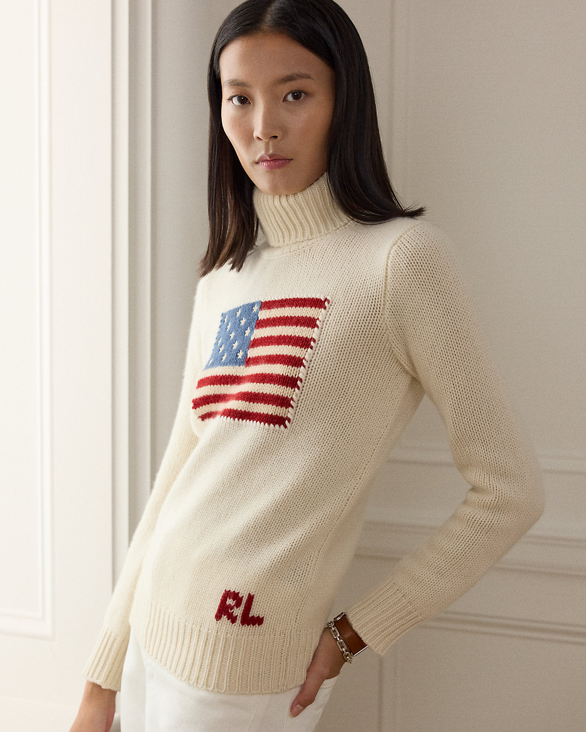 Flag Cashmere Turtleneck Sweater