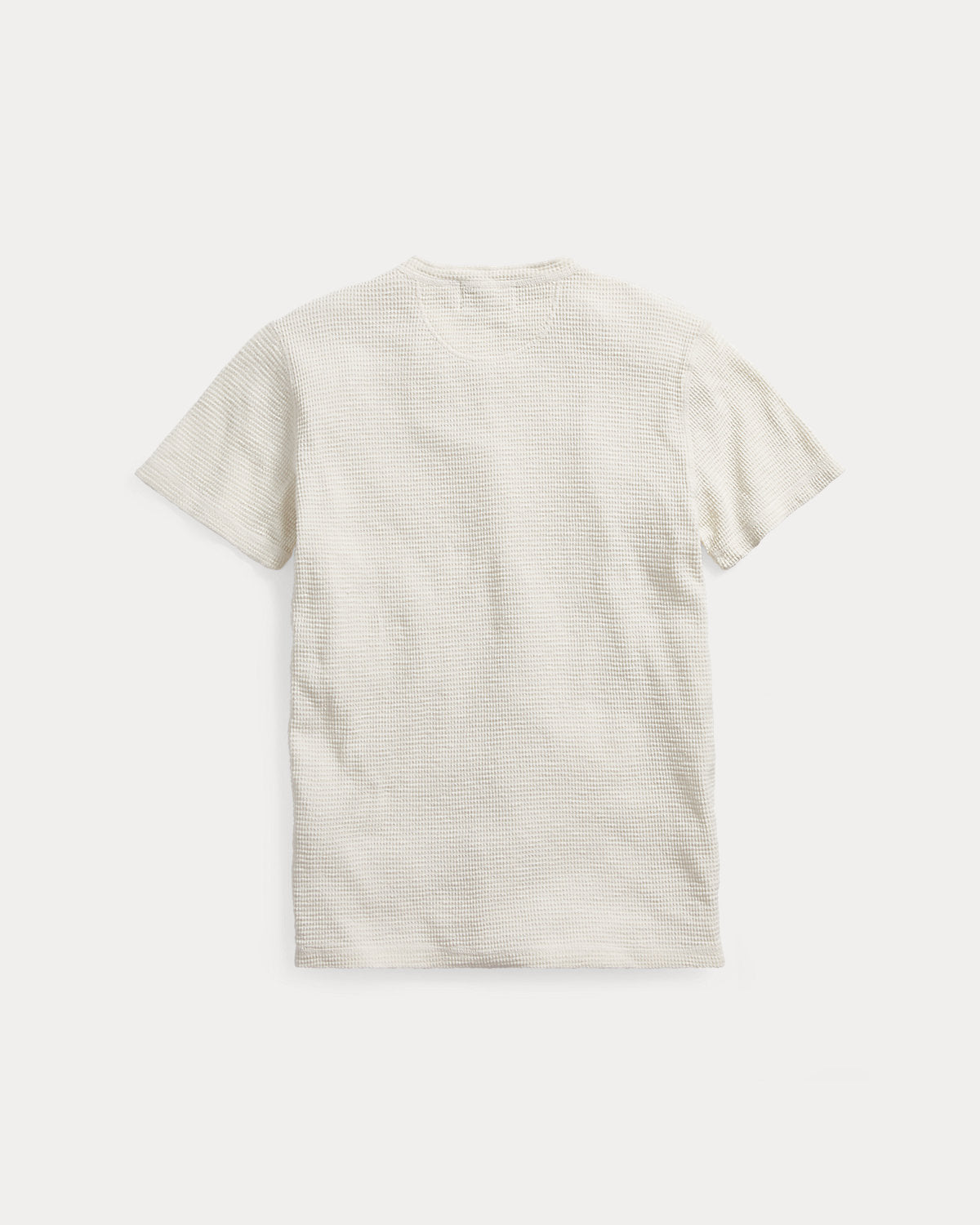 Waffle-Knit Short-Sleeve Henley Shirt Paper White