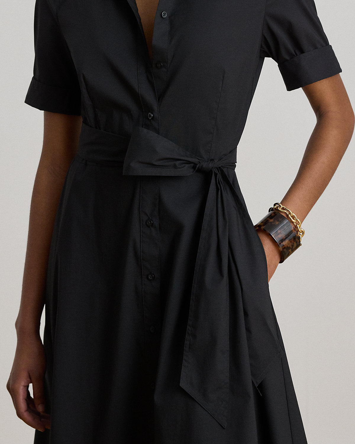 Belted Cotton-Blend Shirtdress
