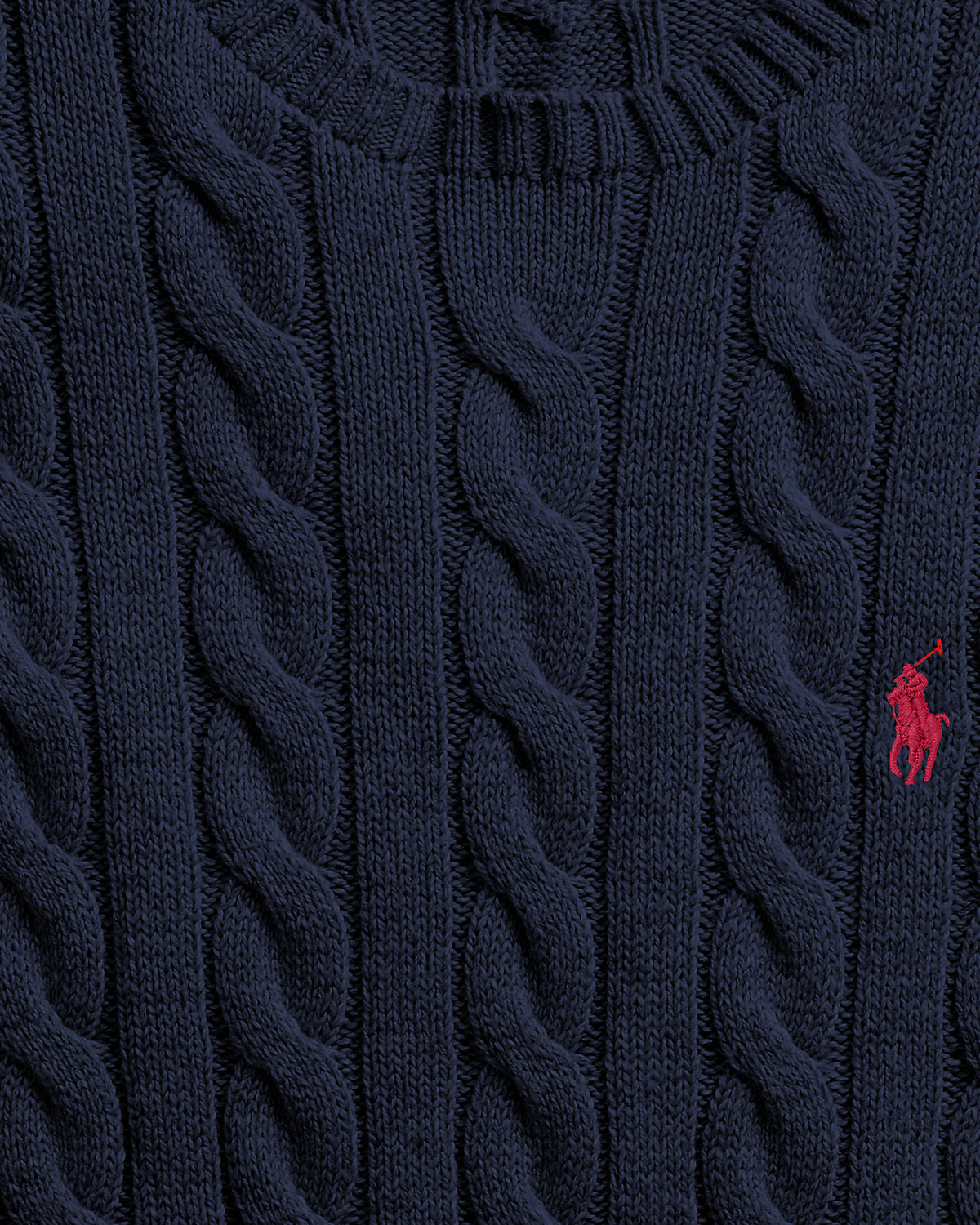 Cable-Knit Cotton Jumper Hunter Navy