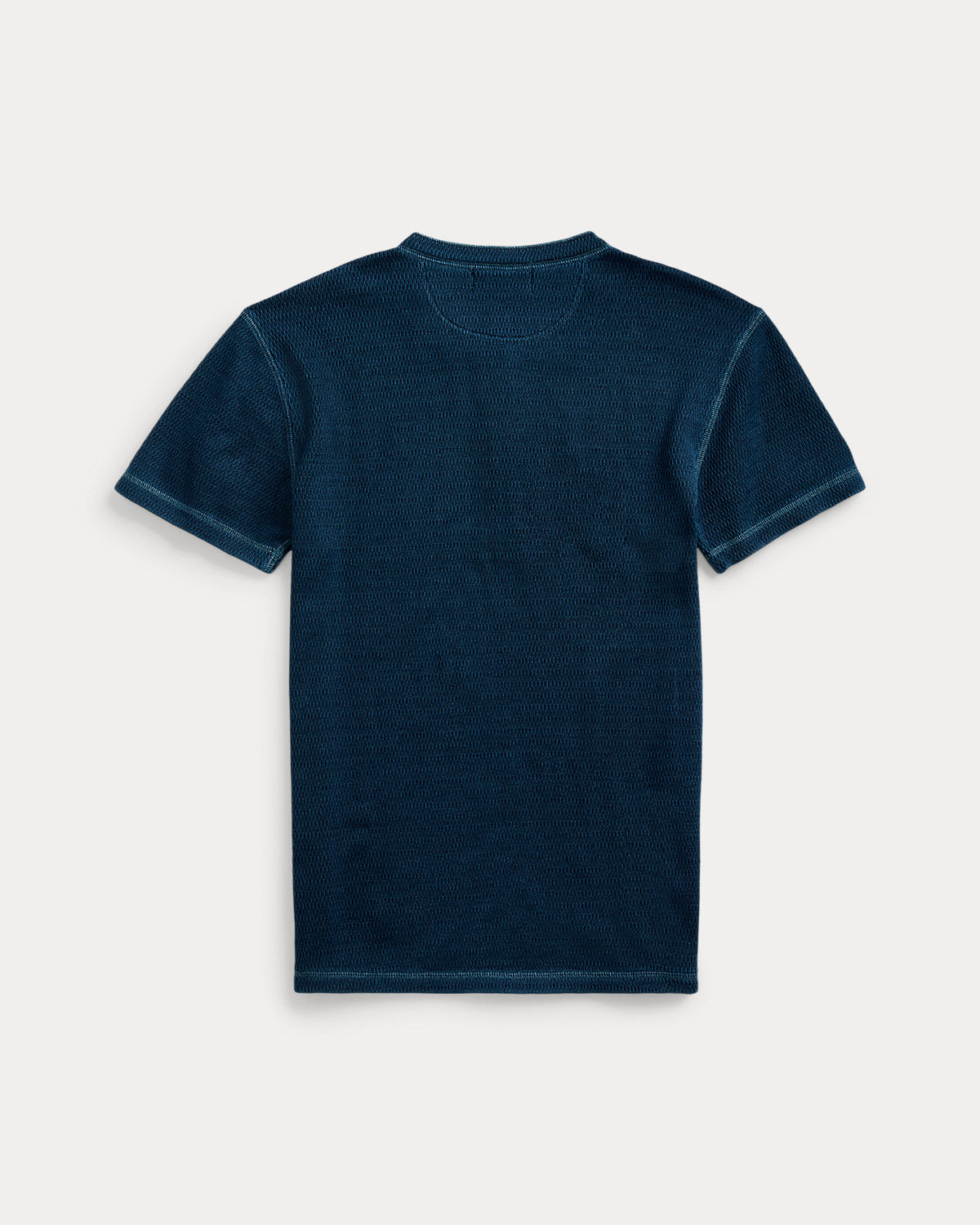 Indigo Waffle-Knit Henley Shirt