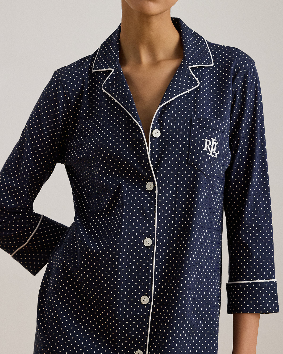 Polka-Dot Cotton Sleep Shirt