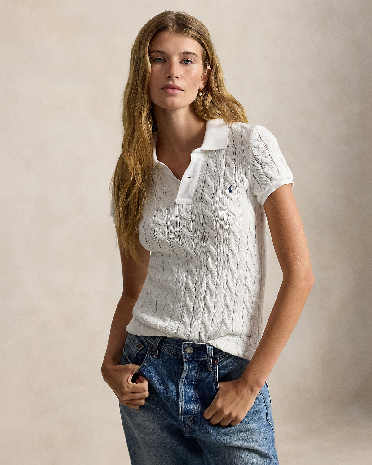 Cable-Knit Polo Shirt