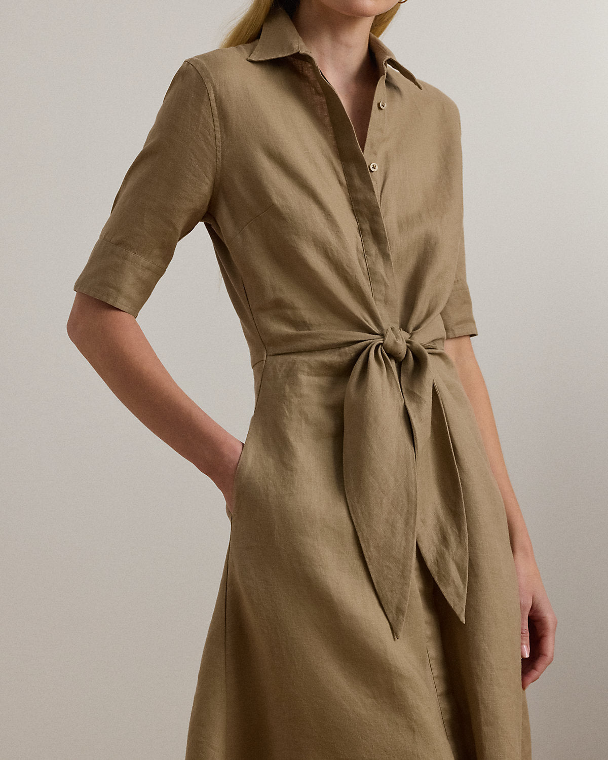 Tie-Front Linen Shirtdress