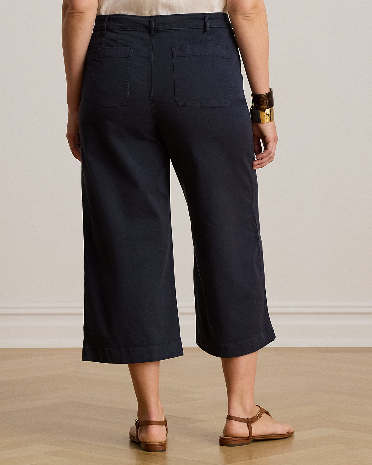 Stretch Chino Wide-Leg Cropped Pant