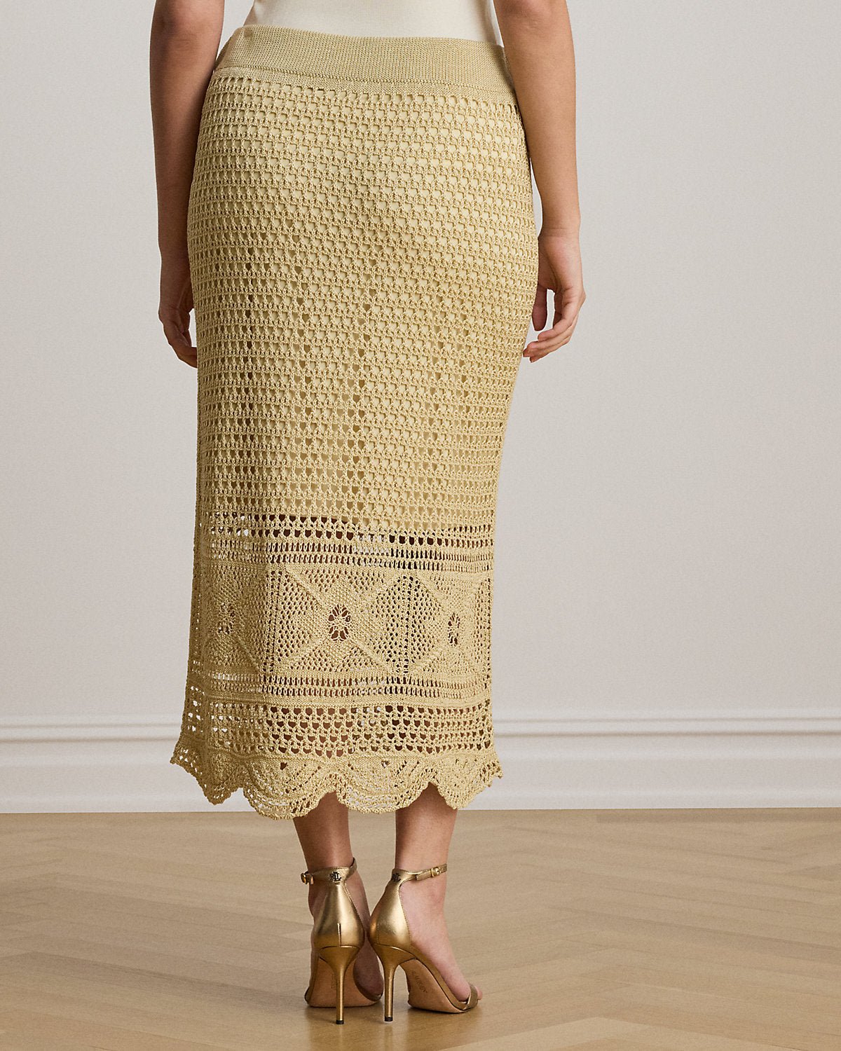 Pointelle-Knit Linen-Blend Midi Skirt