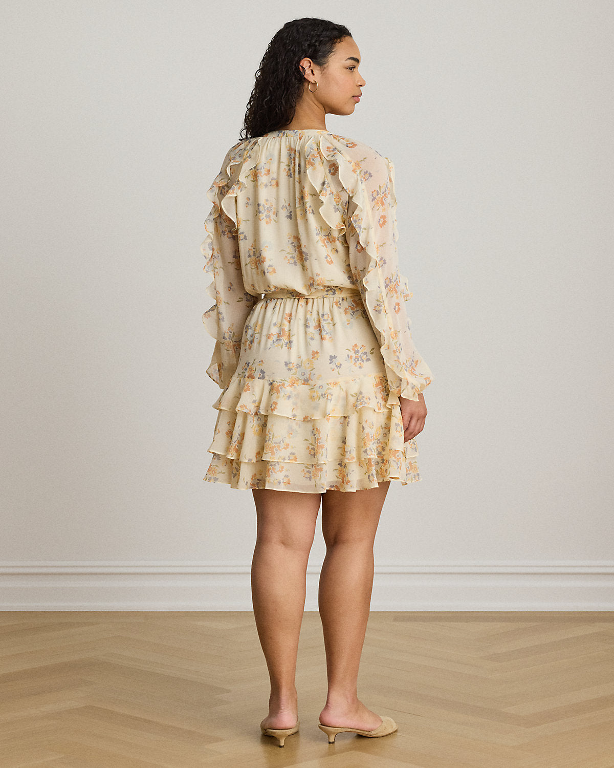 Floral Ruffle-Trim Tiered Dress