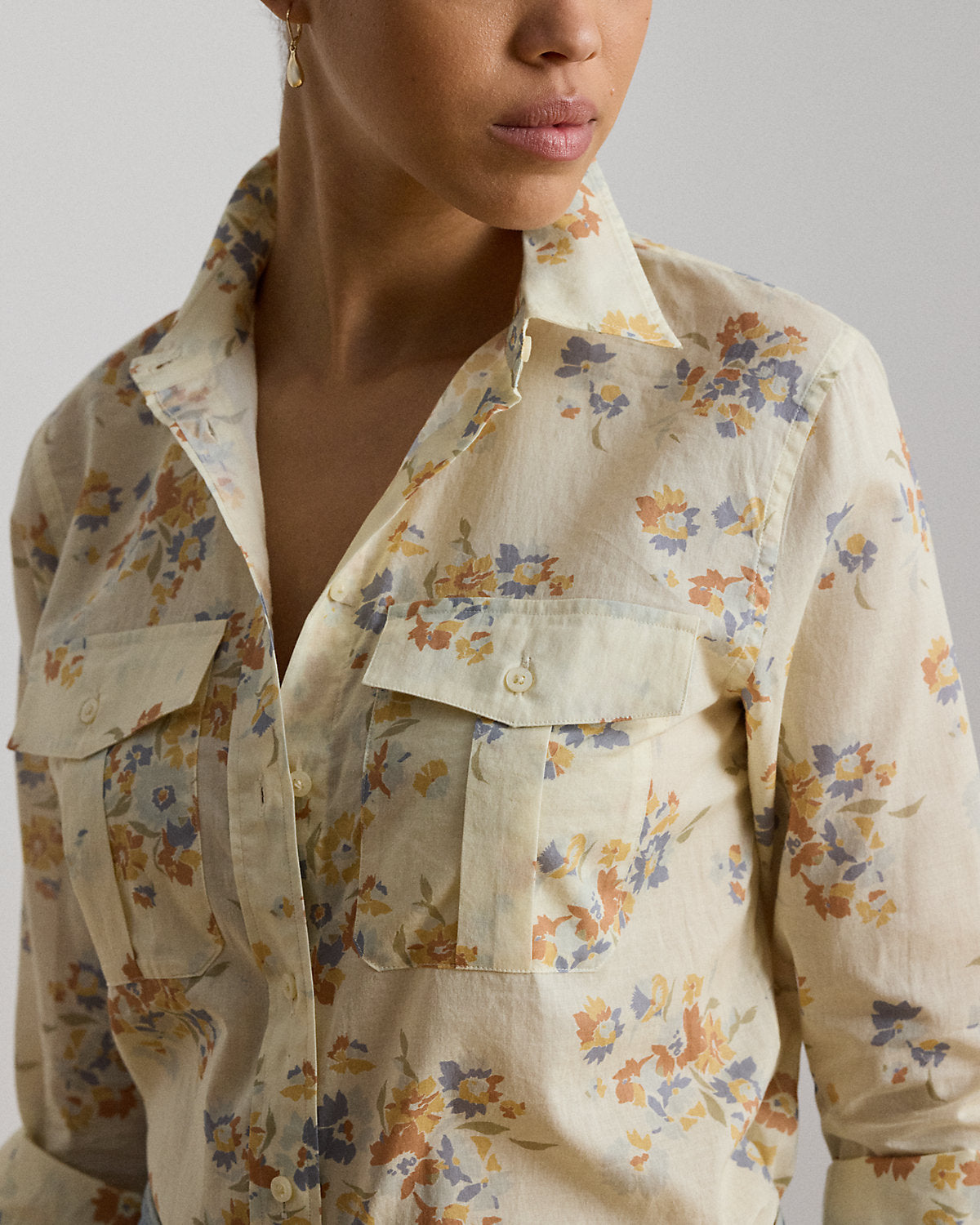 Classic Fit Floral Cotton Voile Shirt