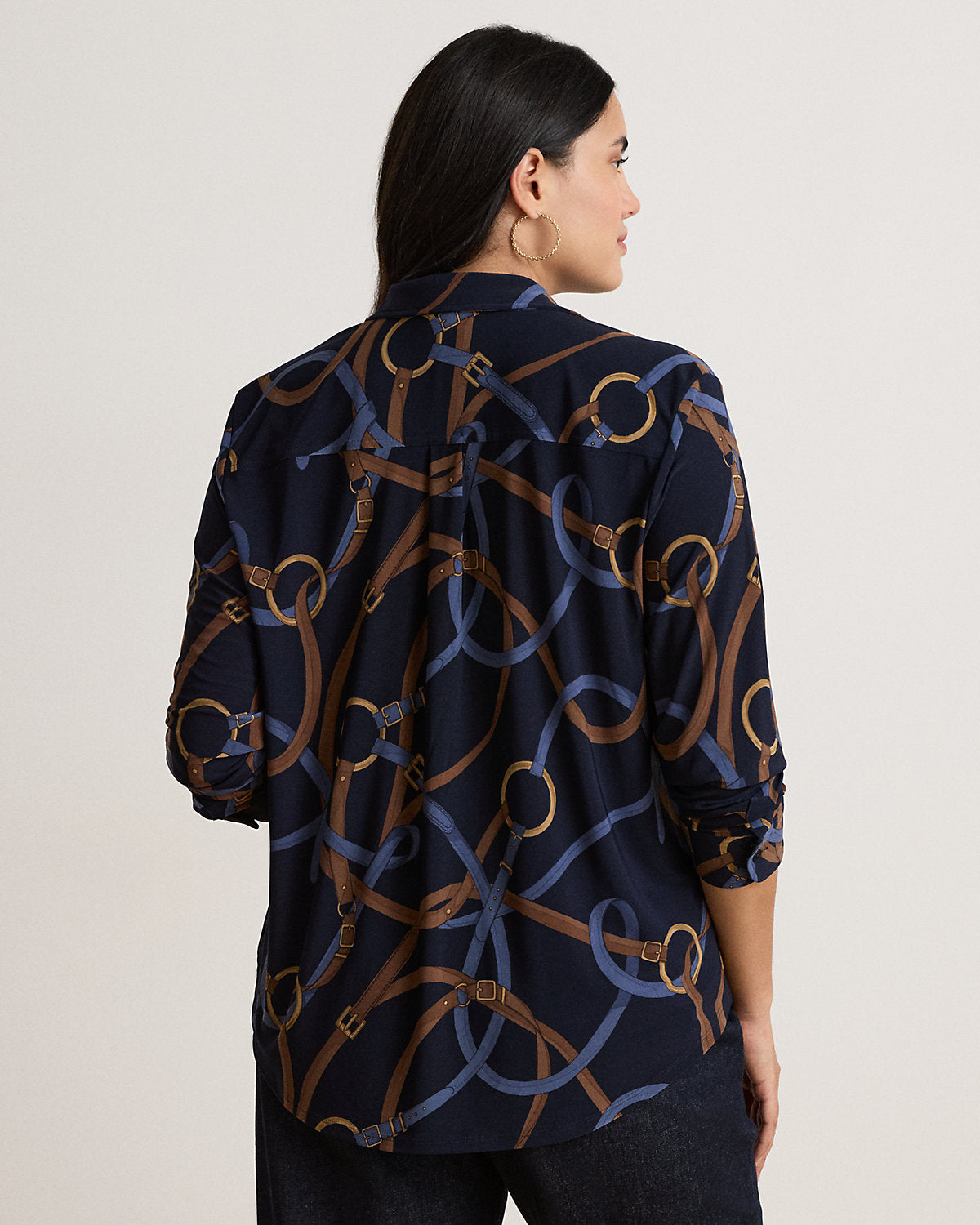 Belting-Print Stretch Jersey Shirt