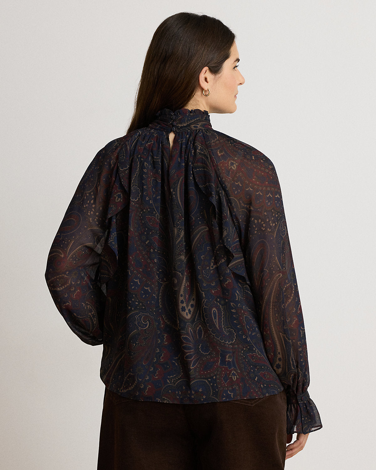 Paisley Georgette Mockneck Blouse
