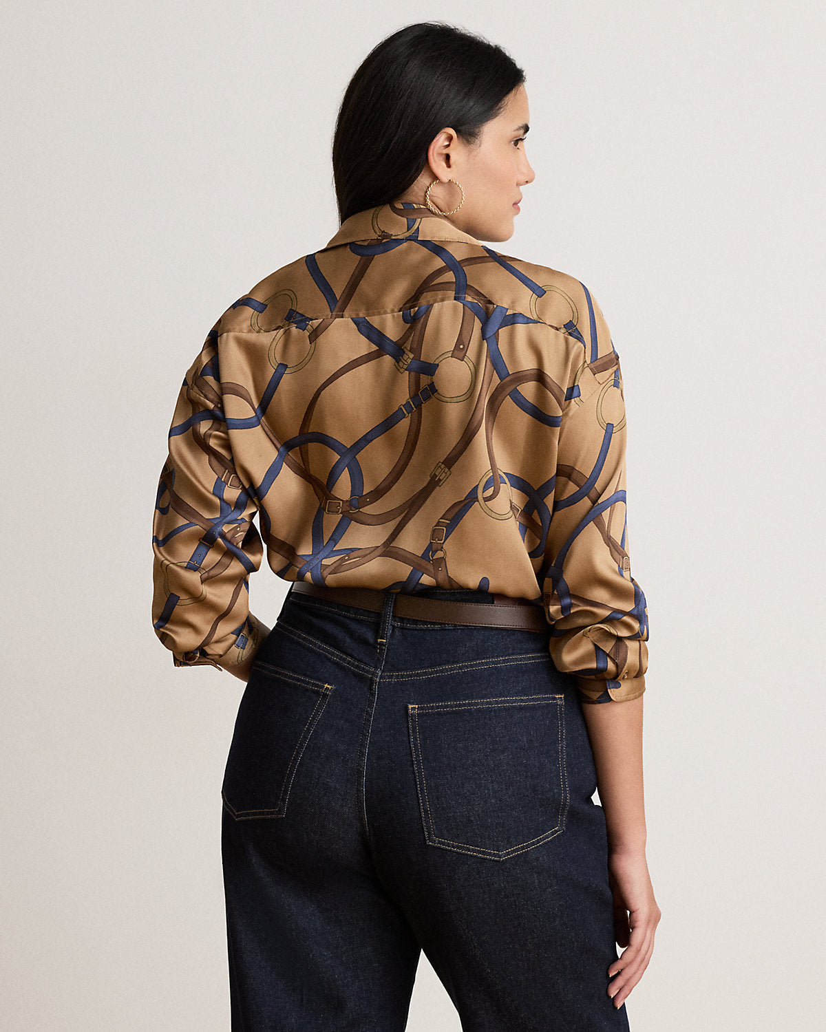 Relaxed Fit Belting-Print Twill Shirt