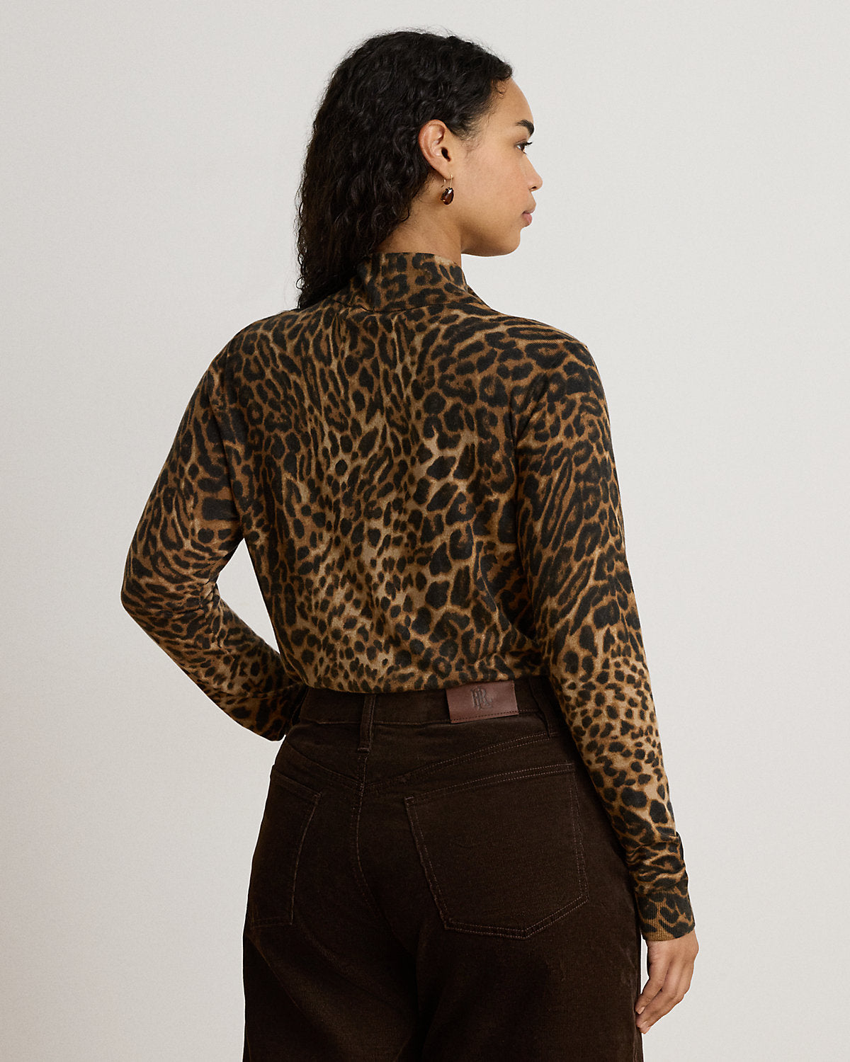 Ocelot-Print Mockneck Sweater