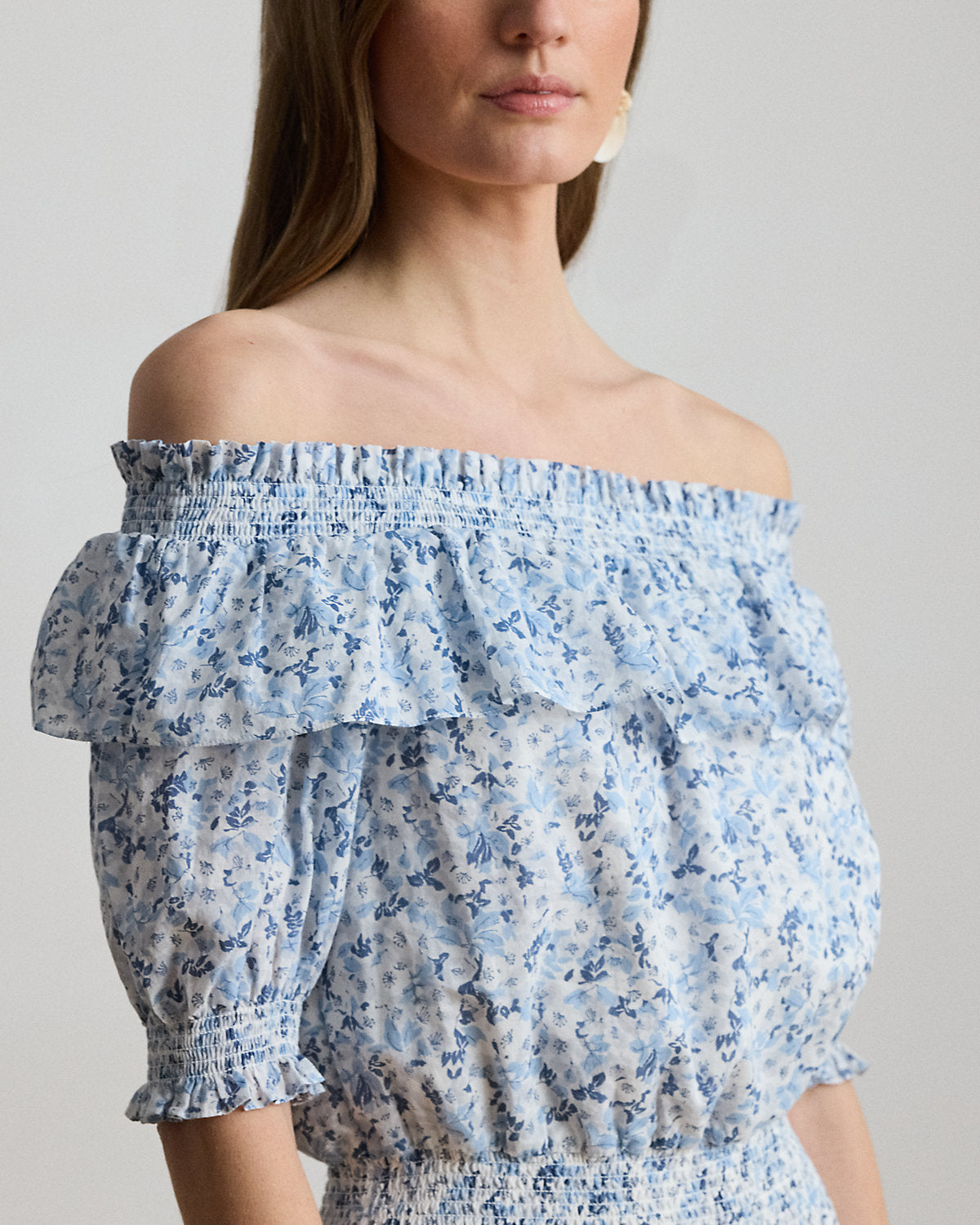 Floral Voile Off-the-Shoulder Dress