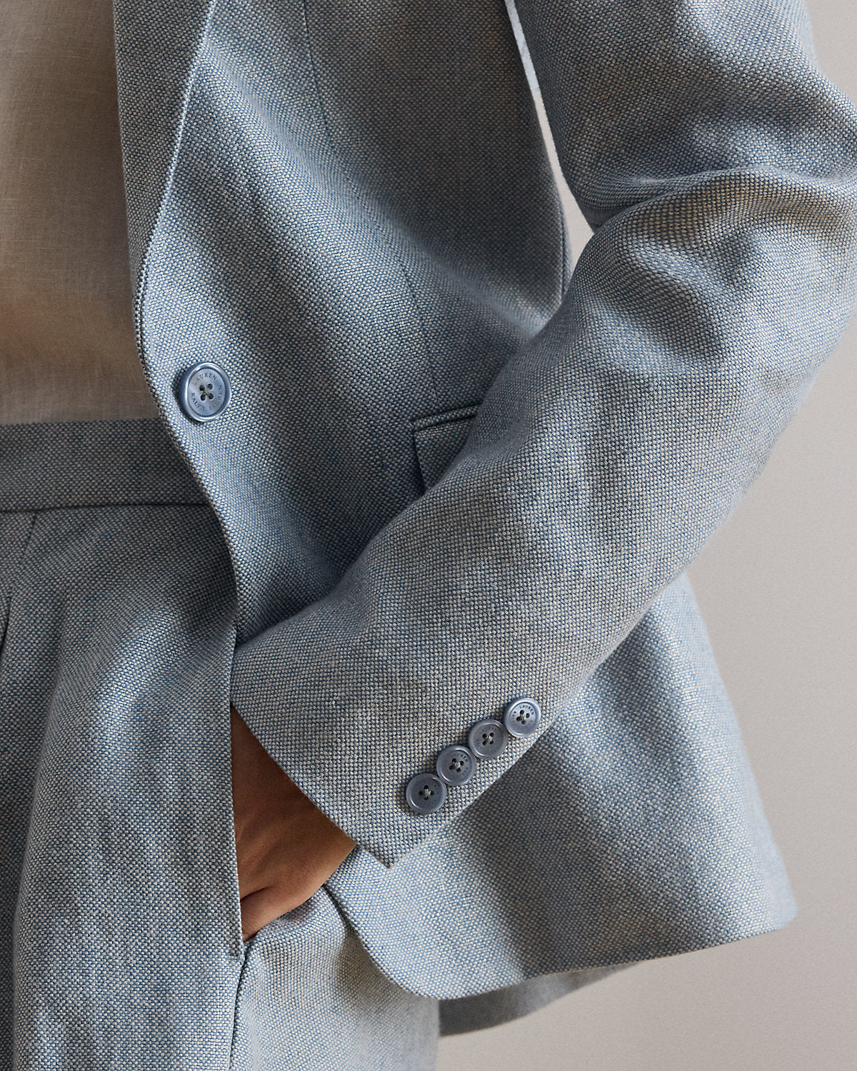 Foiled Basket-Weave Linen-Cotton Blazer