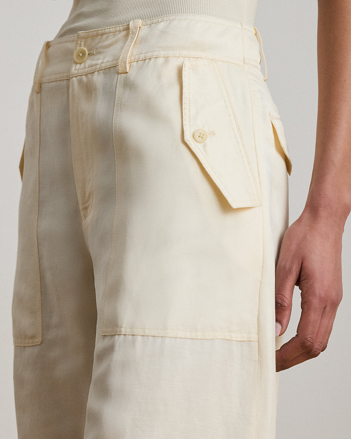 Shantung Barrel Cargo Ankle Pant