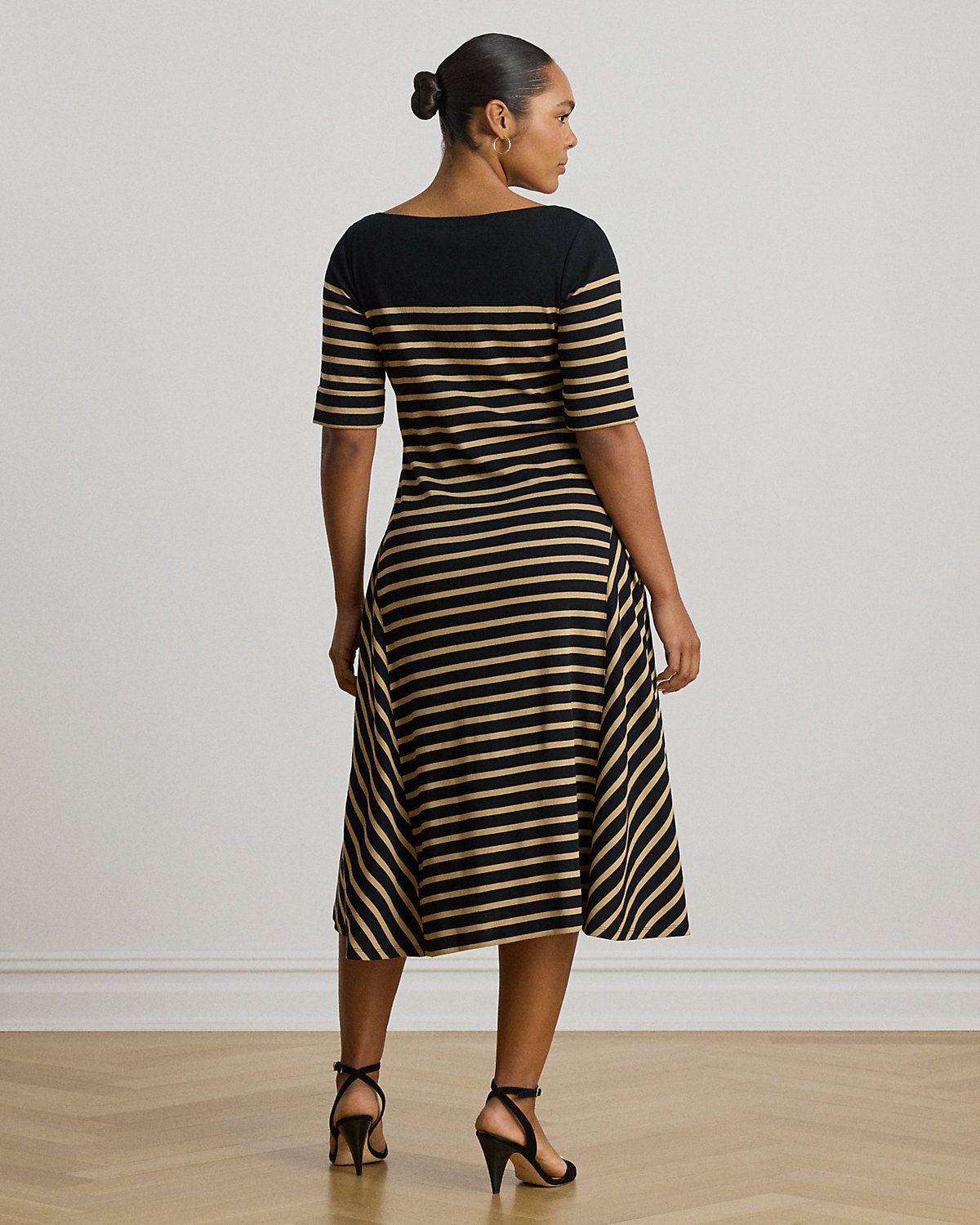 Breton-Stripe Cotton Ribbed Midi Dress