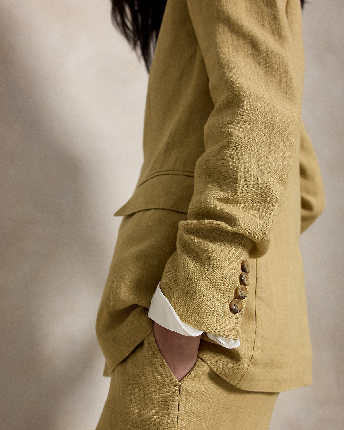 Single-Breasted D¨¦lav¨¦ Linen Blazer