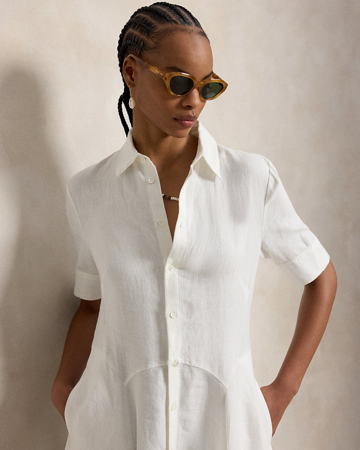 Linen Paneled Shirtdress