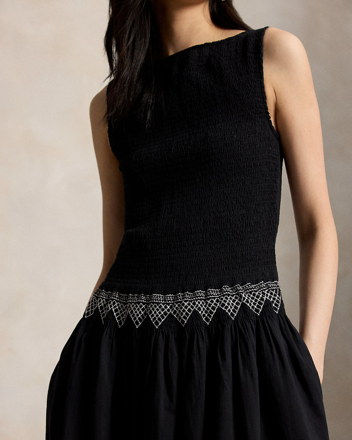 Smocked Cotton Voile Dress
