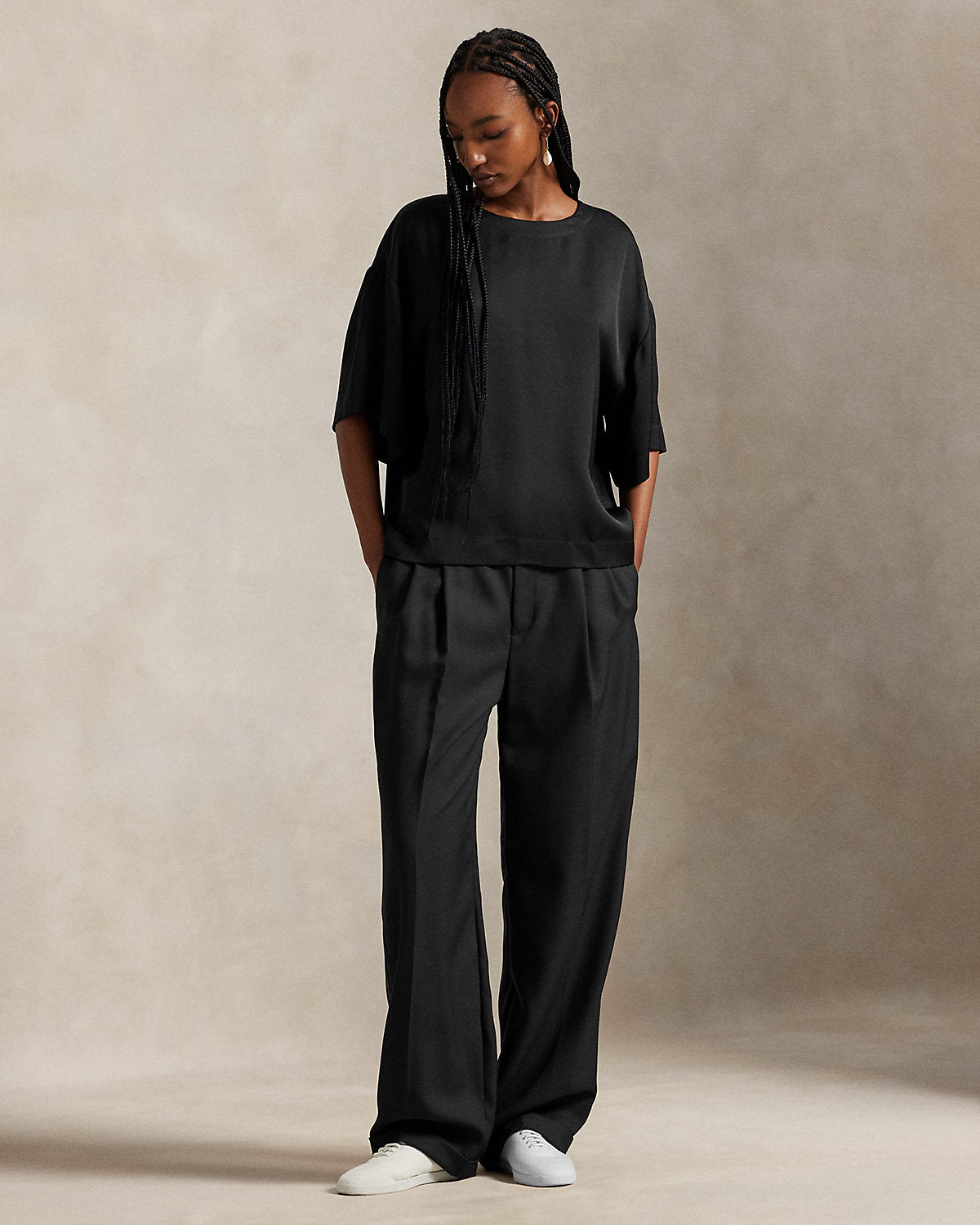 Oversize Satin Long-Sleeve Tee