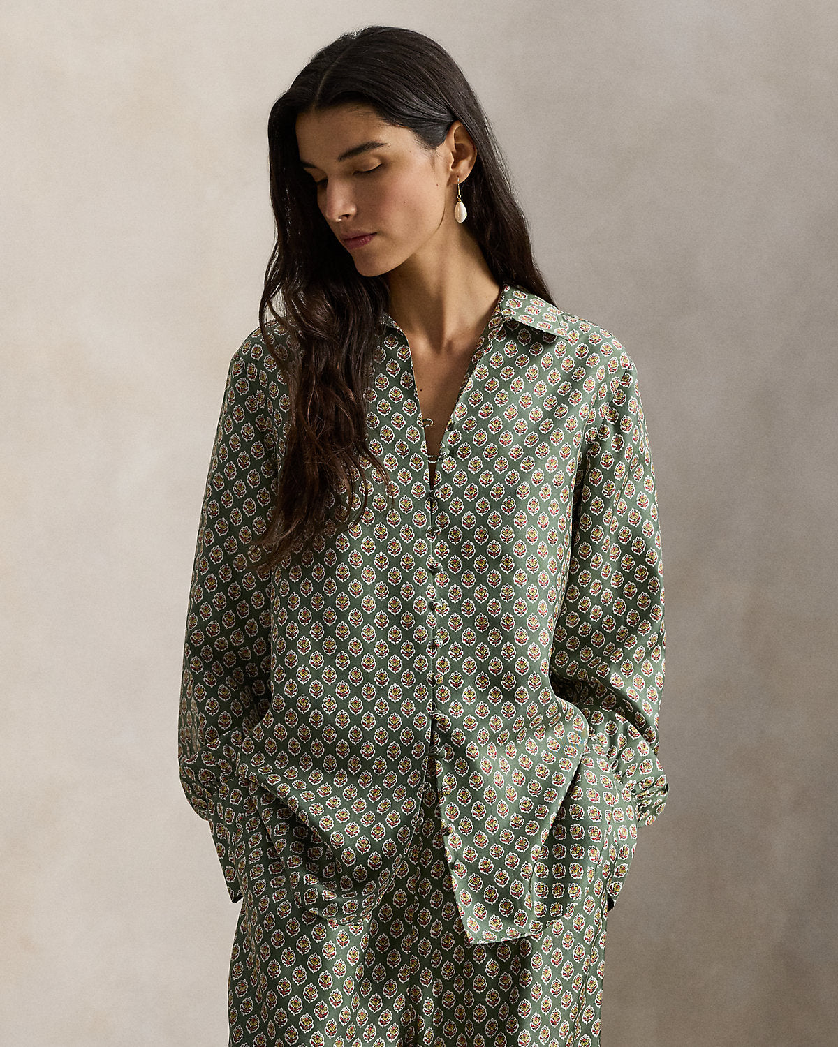 Floral-Print Silk Shirt
