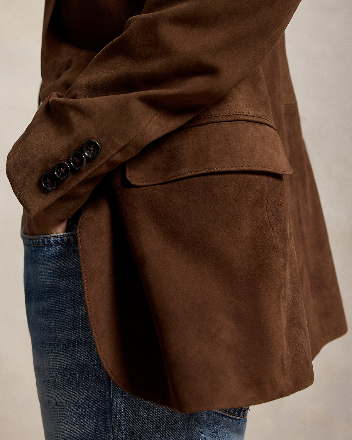 Single-Breasted Suede Blazer