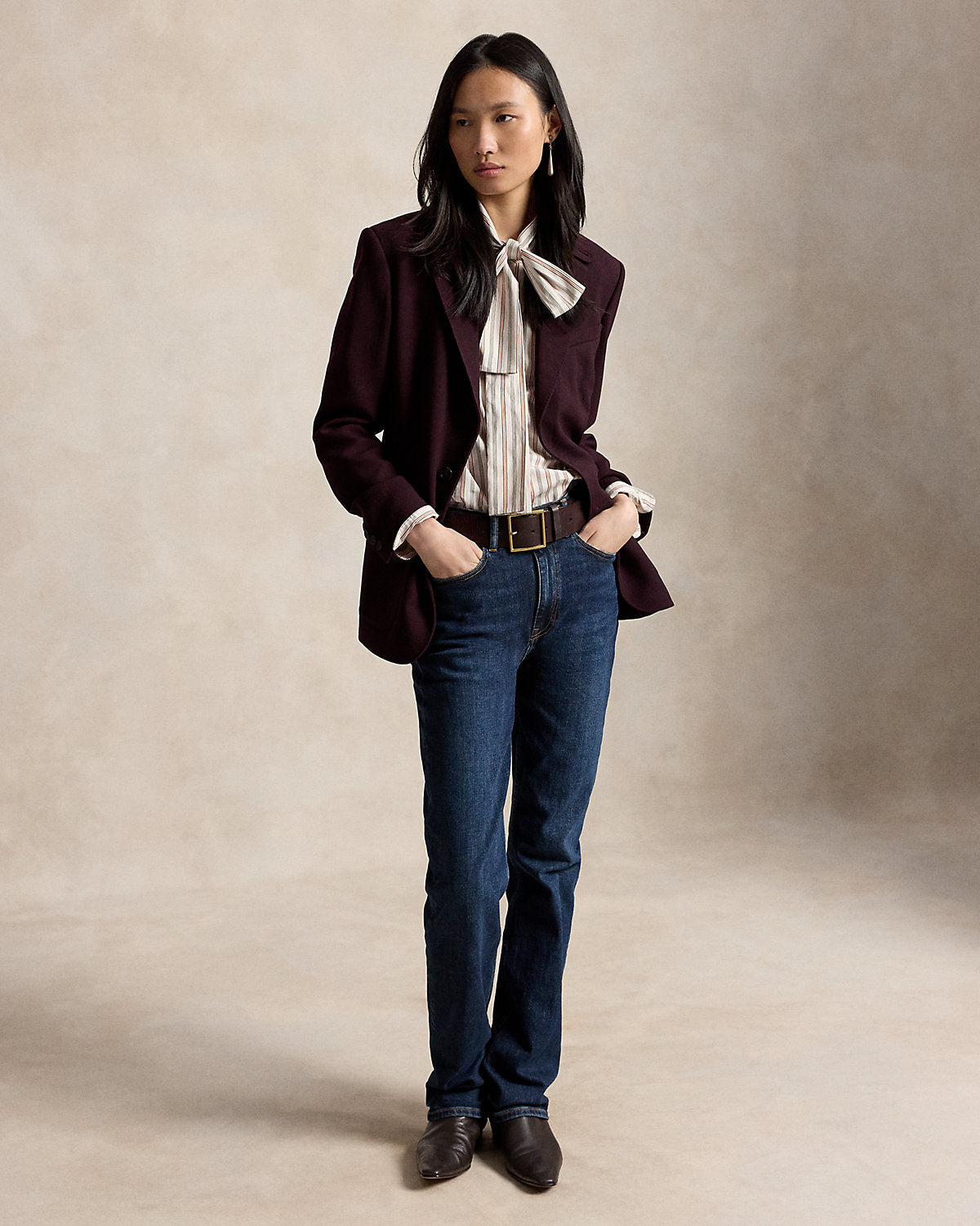 Single-Breasted Wool Crepe Blazer