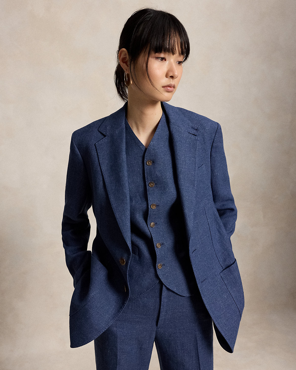 Single-Breasted Linen-Cotton Blazer