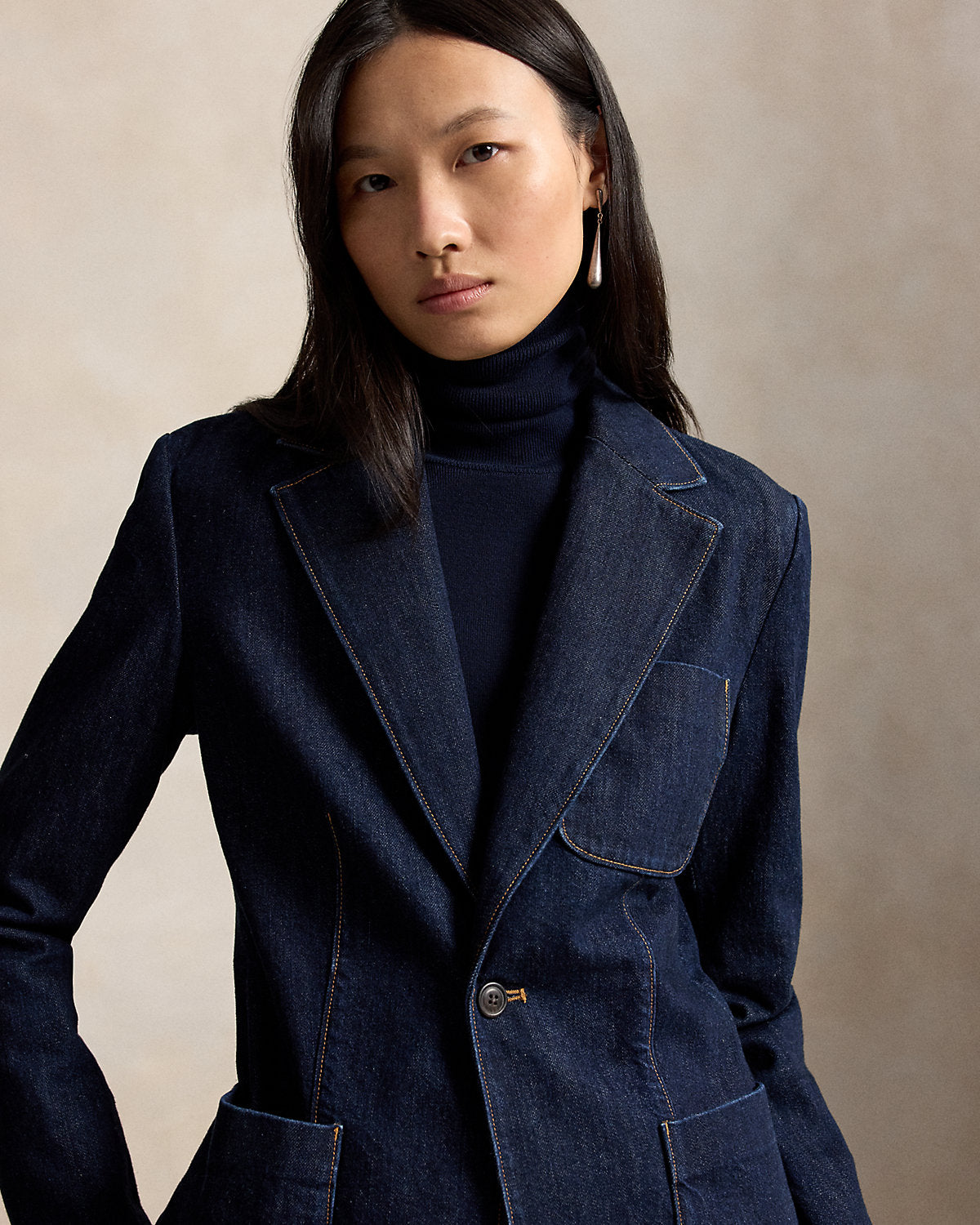 Single-Breasted Denim Blazer