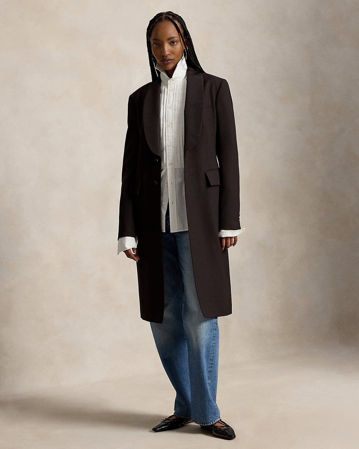 Silk-Lapel Wool Tuxedo Coat