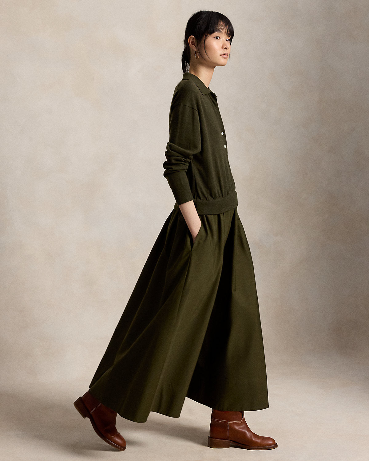 Hybrid Knit Polo-Bodice Dress