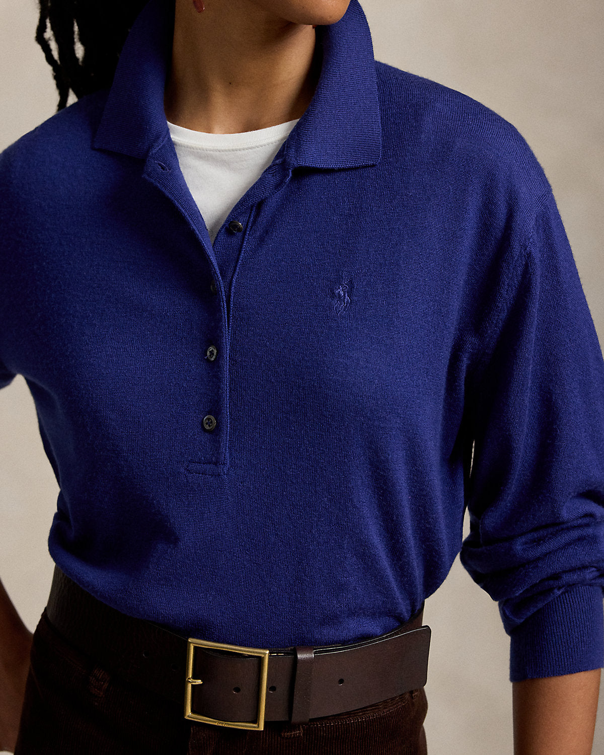 Women's Wool Polo-Collar Sweater