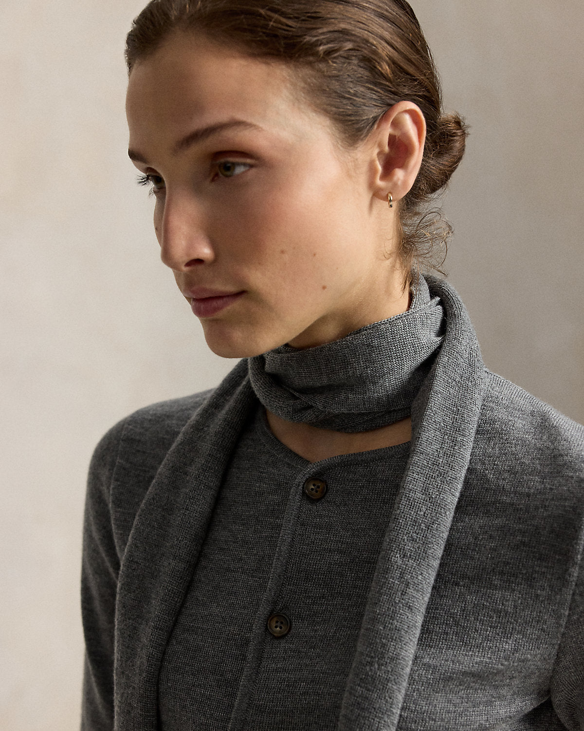 Tie-Scarf Wool Cardigan