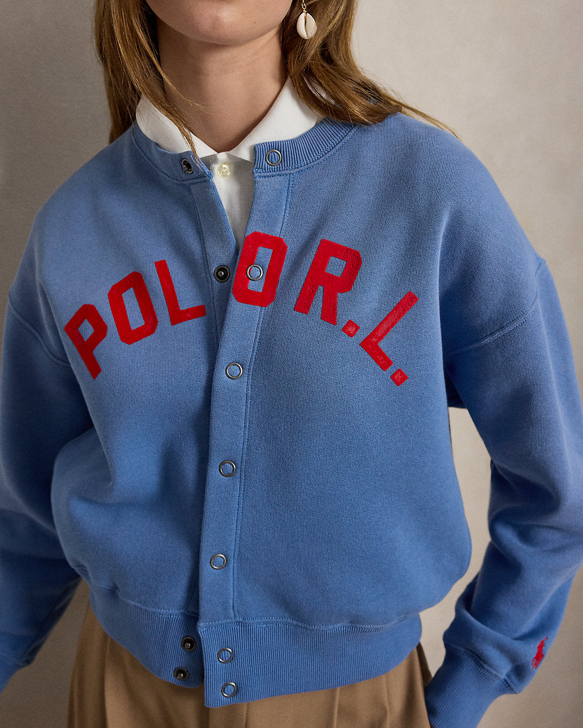 Logo Fleece Snapped Cardigan