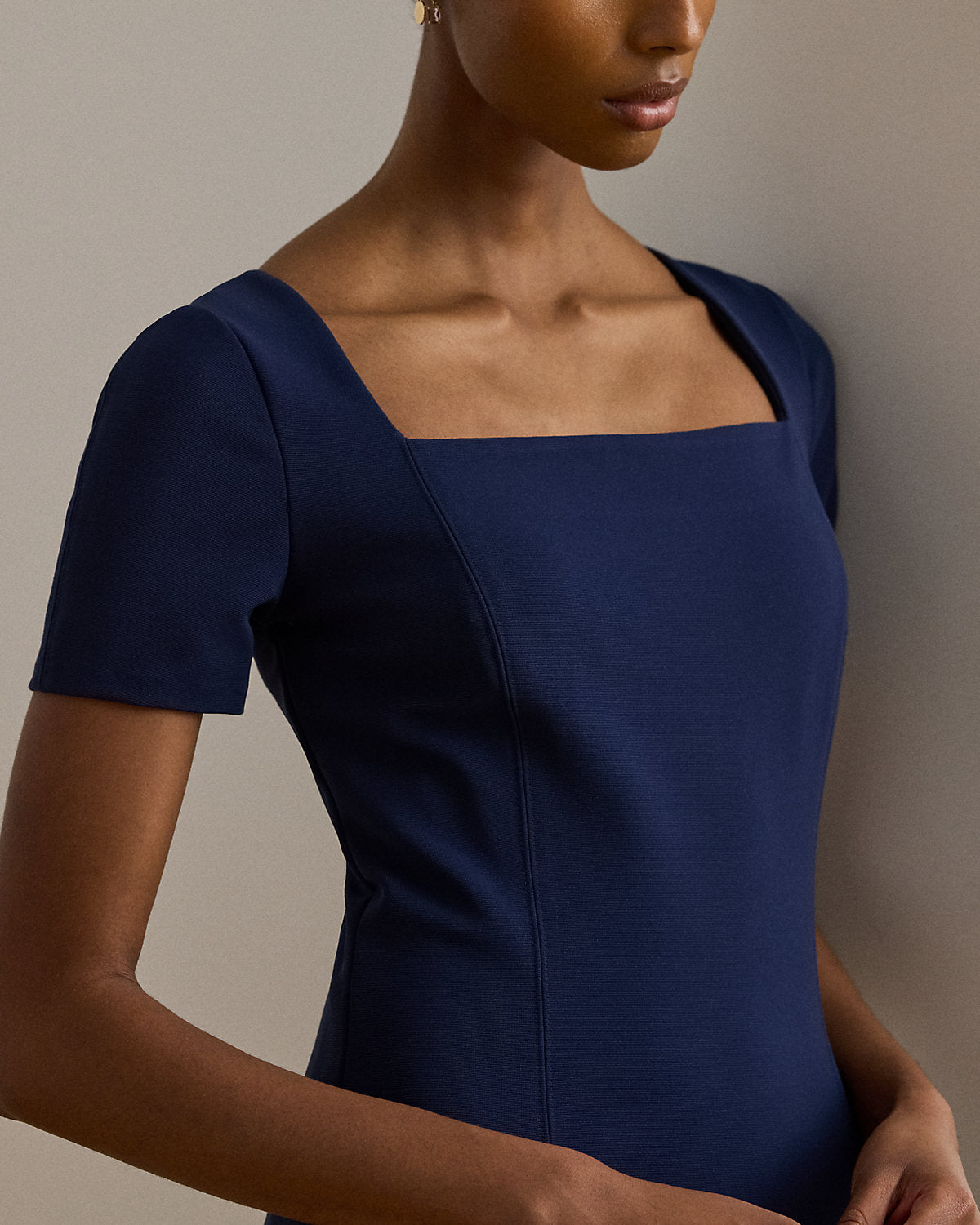 Faille Short-Sleeve Cocktail Dress