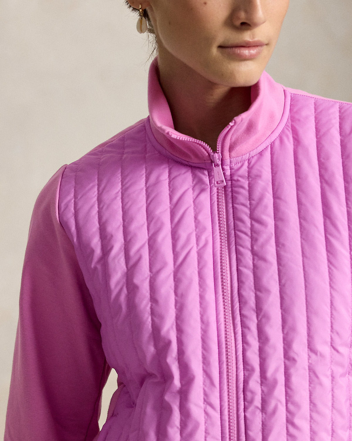 Hybrid Cropped Full-Zip Mockneck