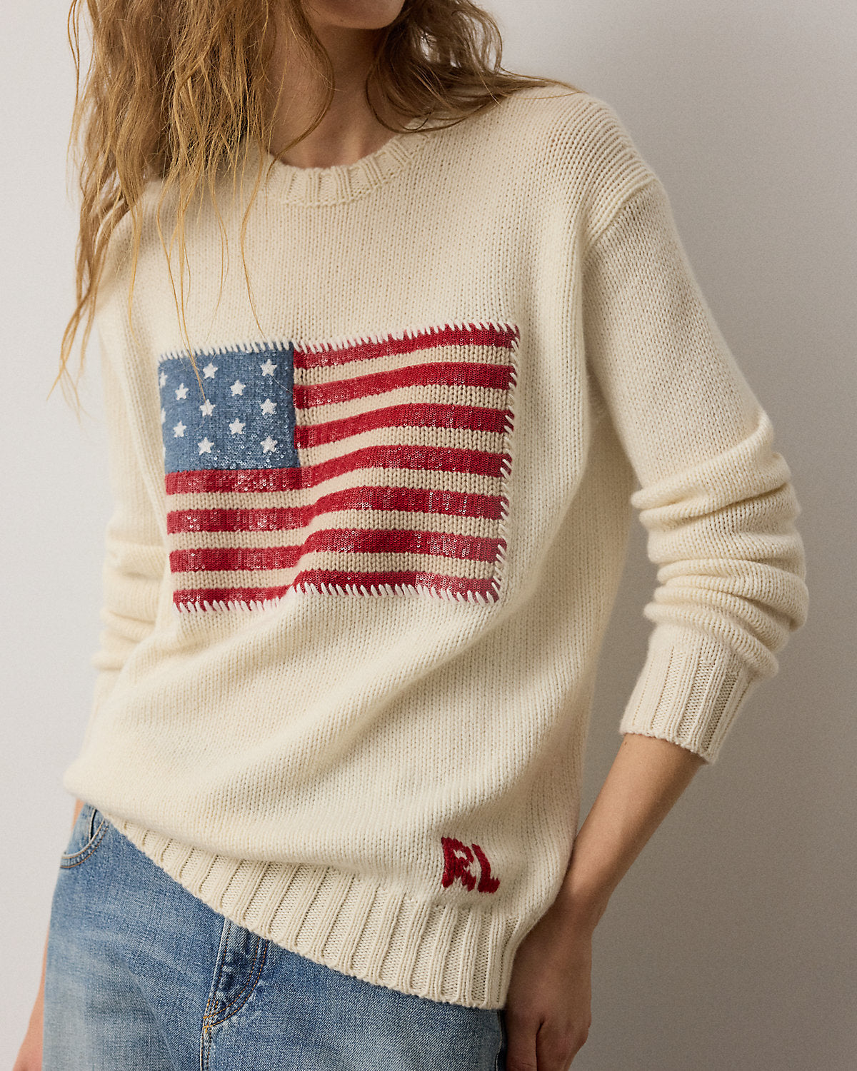 Embellished Cashmere Flag Sweater