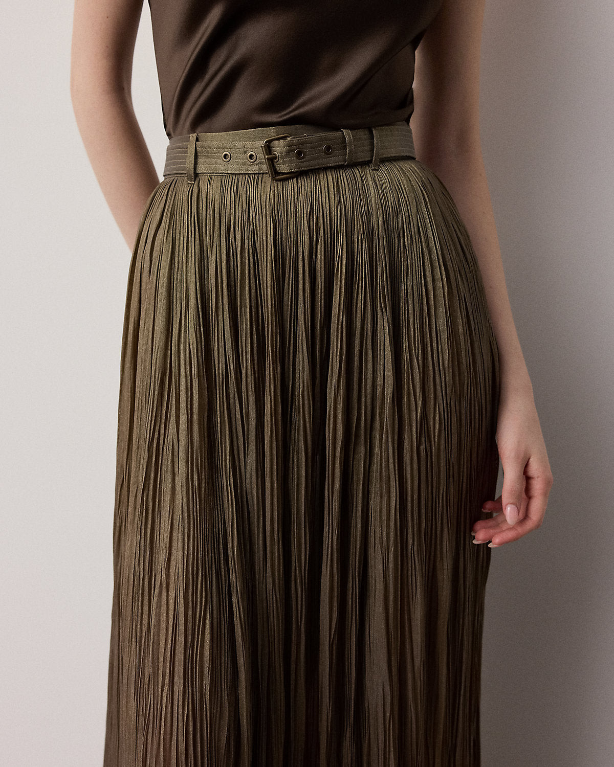 Parisa Pleated Lam¨¦ Skirt