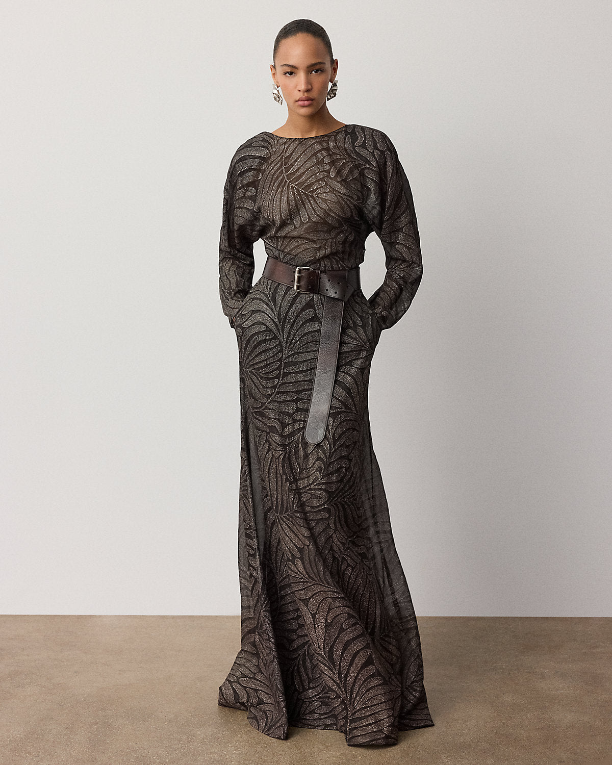 Shannen Foiled Chiffon Evening Dress