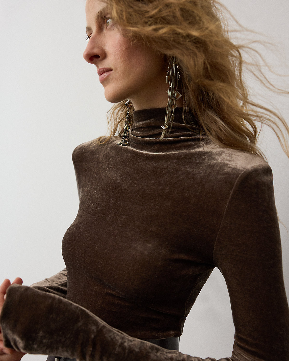 Ilene Velour Mockneck Top