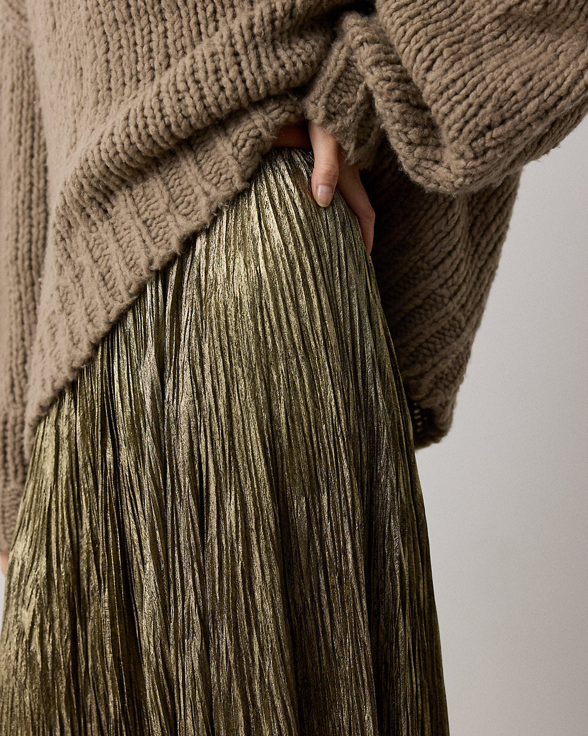 Luciana Foiled Brushed Satin Maxiskirt