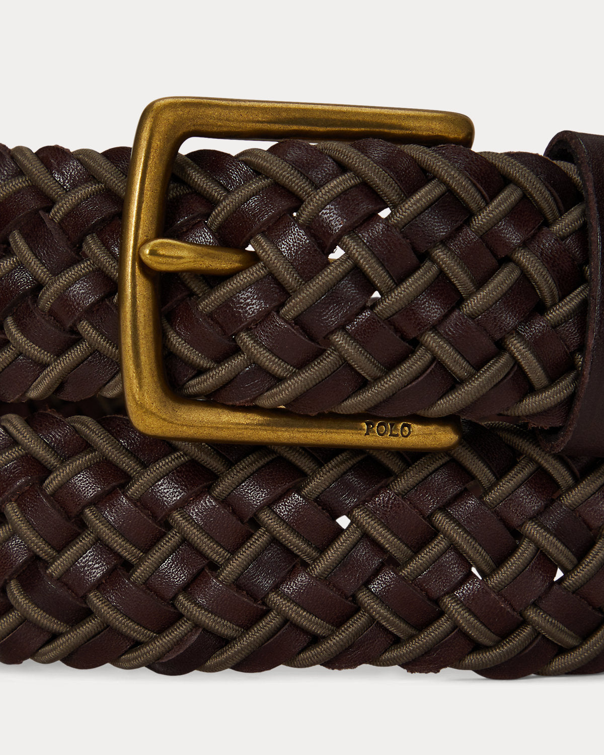 Leather & Braided Cord Woven Belt