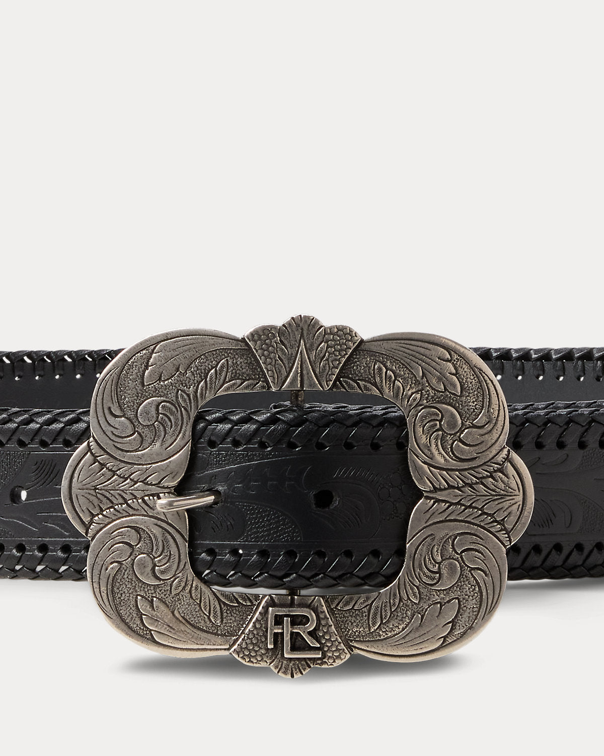 Tooled-Buckle Embossed Vachetta Belt