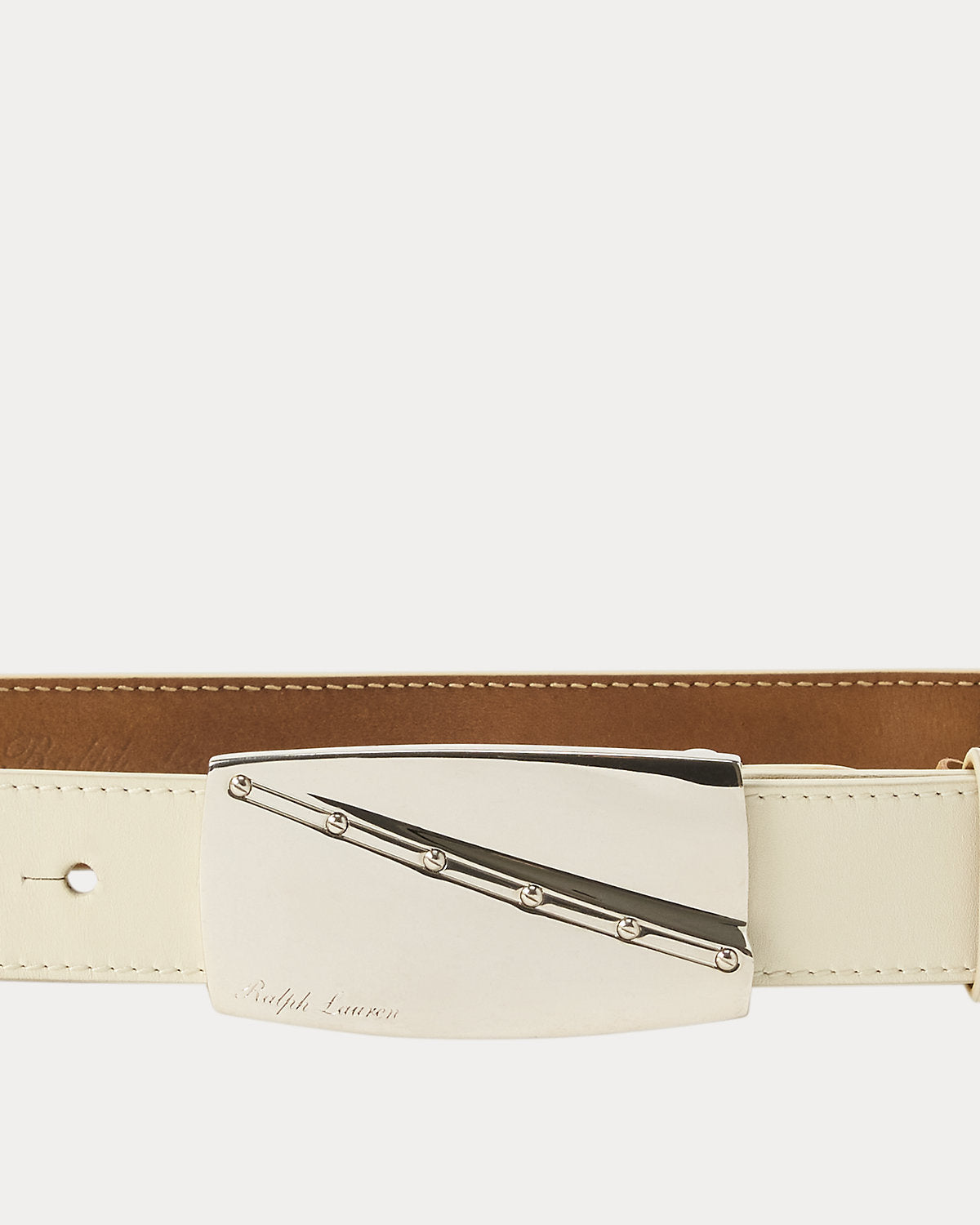 Abstract-Plaque-Buckle Leather Belt