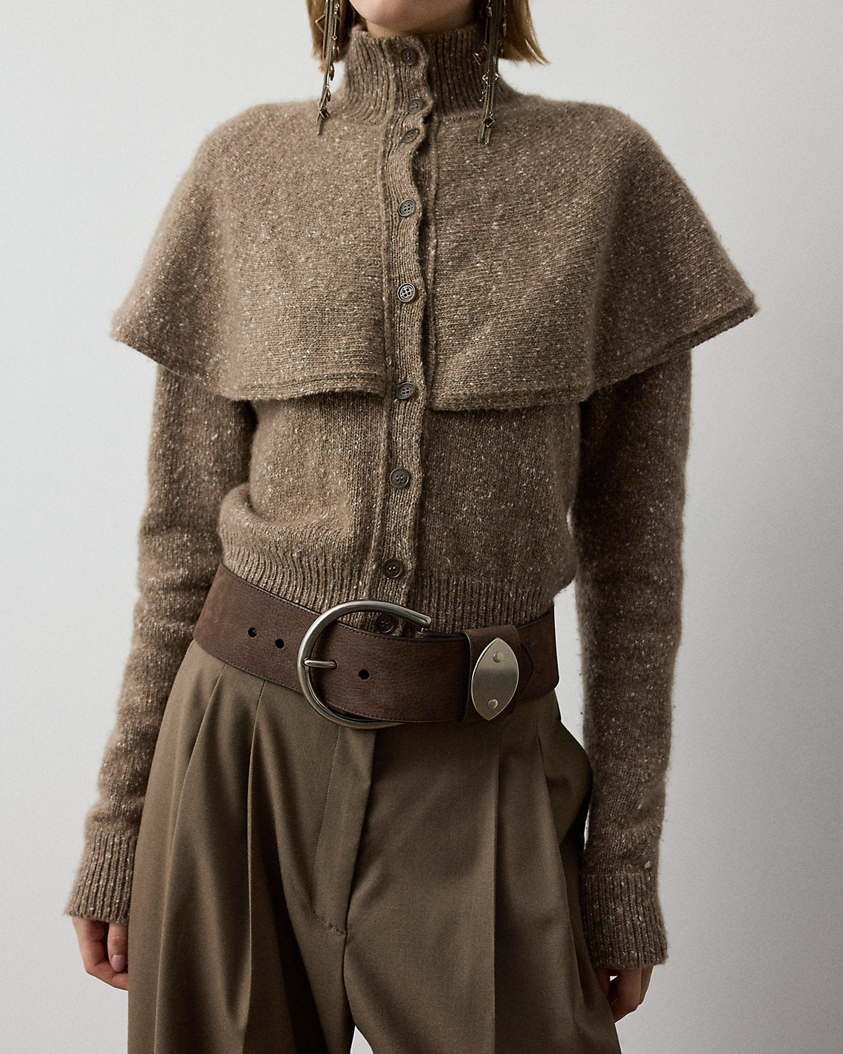 Nubuck Pebbled Leather Wide Belt