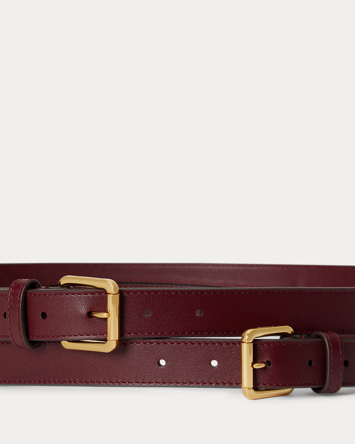 Leather Double-Buckle Stacked Wide Belt