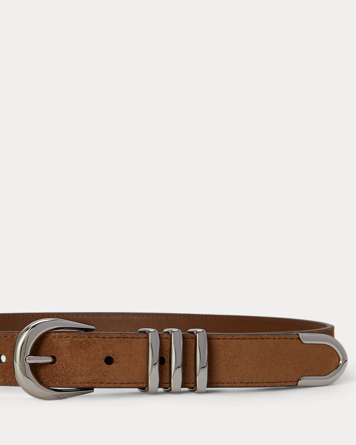Metal-Keeper Suede Skinny Belt