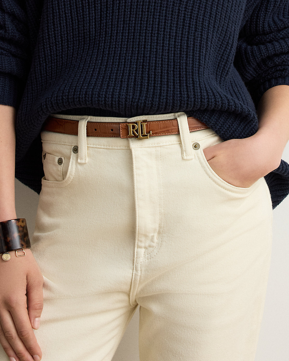 Logo Reversible Embossed Skinny Belt